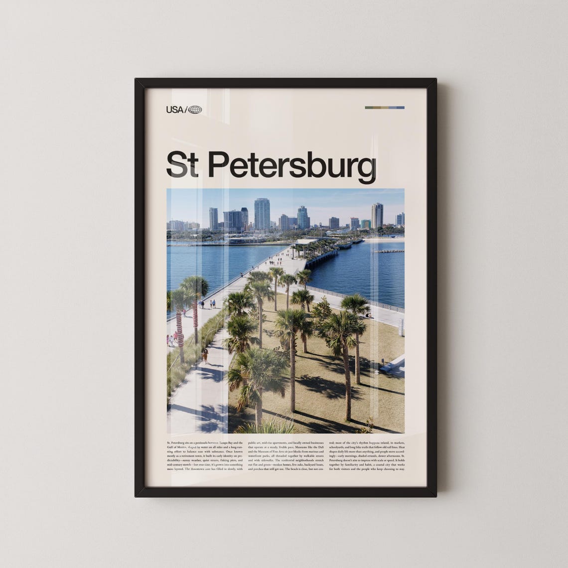 St Petersburg Florida Bayfront Palm Walkway Skyline Art Poster
