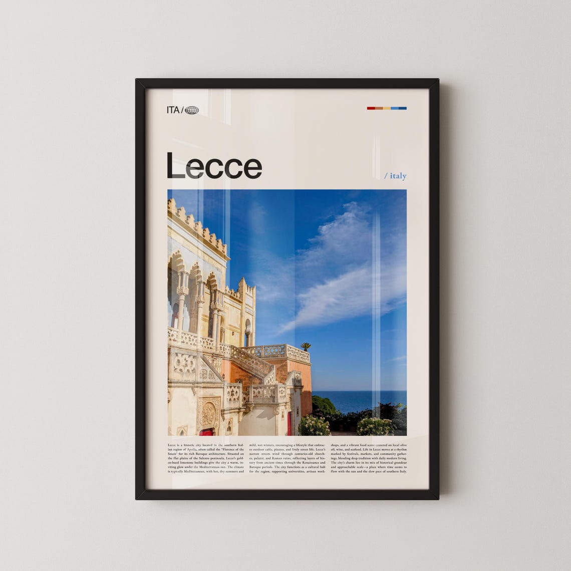 Lecce Italy Poster Baroque Architecture Stone Facade Minimalist Travel