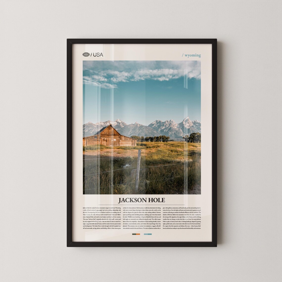 Jackson Hole Wyoming Mormon Barn Teton Range Meadow Fence Travel Poster