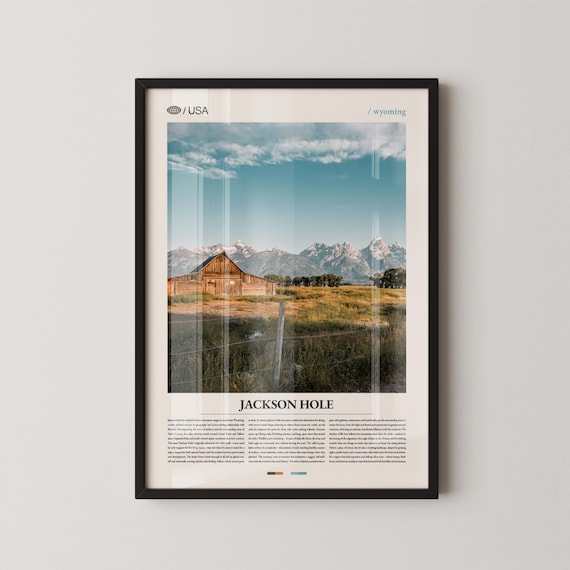 Jackson Hole Wyoming Mormon Barn Teton Range Meadow Fence Travel Poster