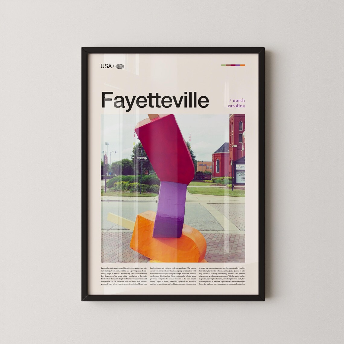 Fayetteville North Carolina Travel Poster Public Art Sculpture