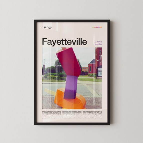Fayetteville North Carolina Travel Poster Public Art Sculpture
