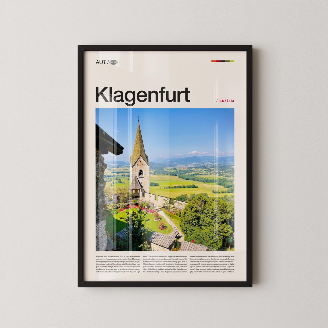 Klagenfurt Austria Wall Art Historic Cityscape And Wrthersee Sunset Print Poster Scenic European Photography Urban Decor