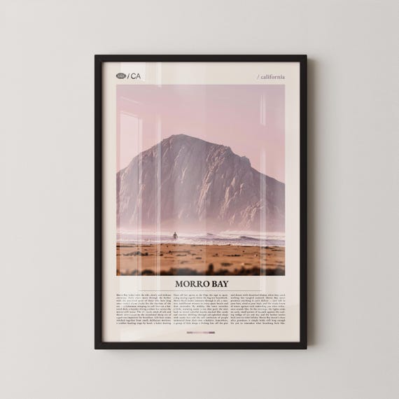 Morro Bay Print Wall Art Poster Photo Rock State Park Embarcadero Montaa De