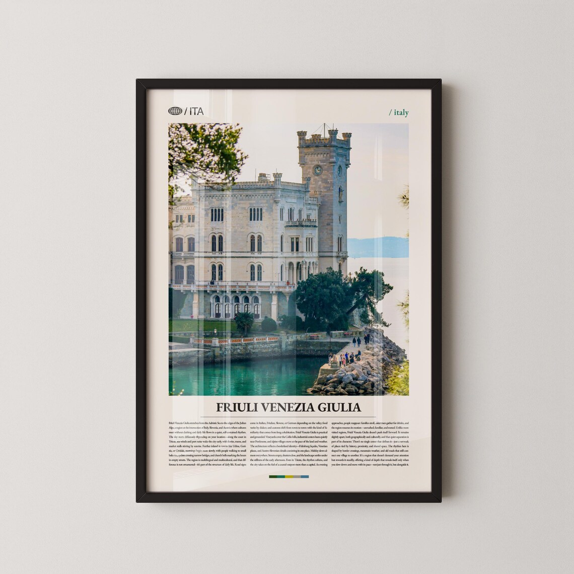 Friuli Venezia Giulia Italy Castle Seaside Photography Travel Poster