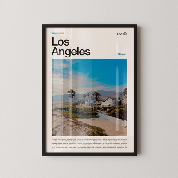 Los Angeles Beach Coast Palm Trees California Photography Travel Poster