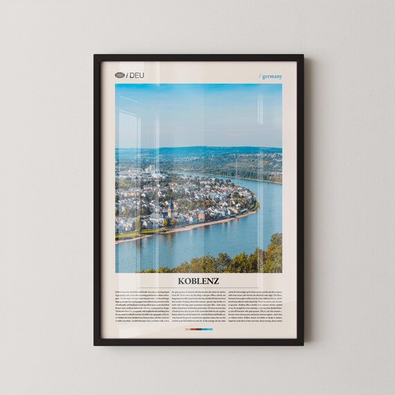Koblenz Germany River City Aerial View Riverside Travel Poster