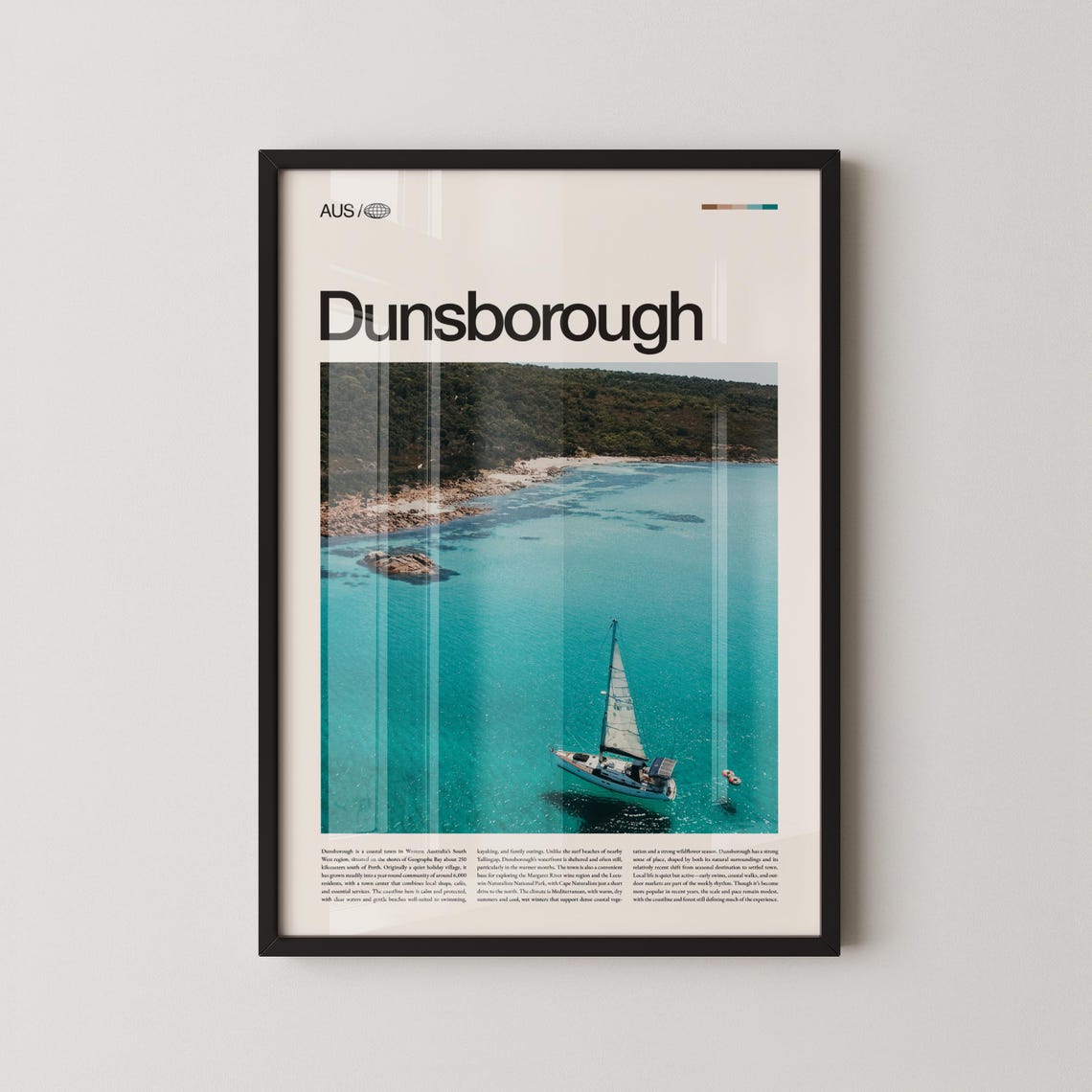 Dunsborough Australia Sailboat in Turquoise Bay Aerial Poster