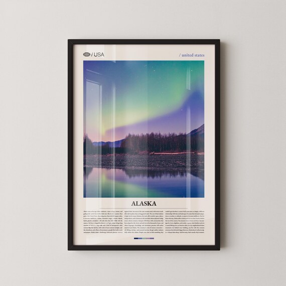 Alaska Northern Lights Aurora Reflection Night Sky Travel Poster