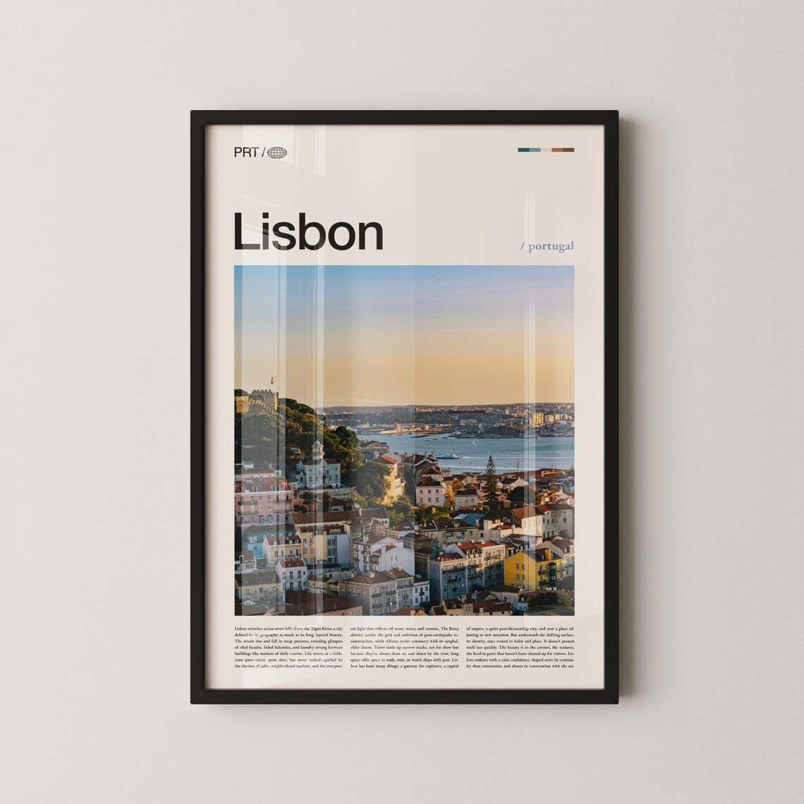 Lisbon Portugal Sunset Cityscape Photography Poster With River View