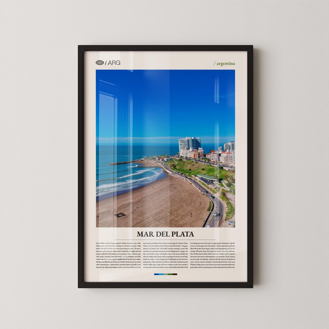 Mar del Plata Argentina Golden Beach Aerial Photo Travel Poster