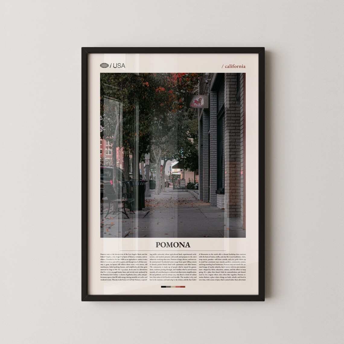 Pomona California Historic Downtown Sidewalk Photo Travel Poster