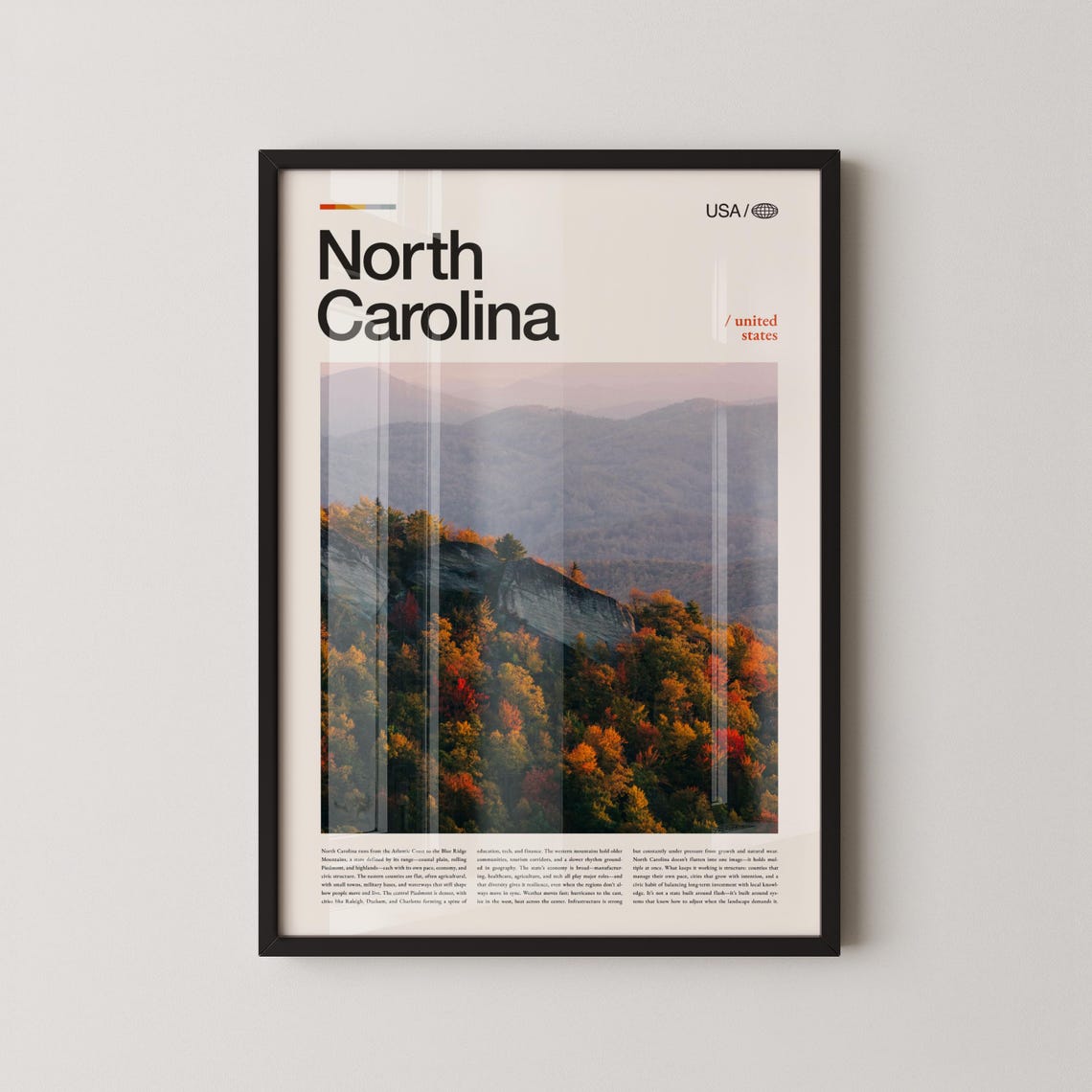 North Carolina Autumn Mountains Vertical Fall Colors Travel Poster