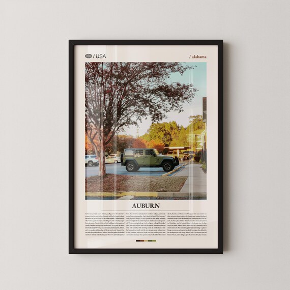 Auburn Alabama Autumn Street Scene Southern Small Town Photo Poster