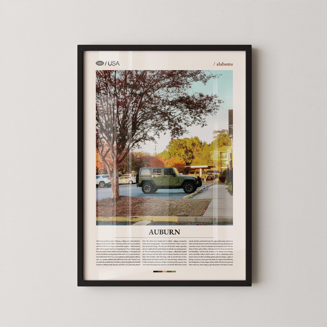 Auburn Alabama Autumn Street Scene Southern Small Town Photo Poster