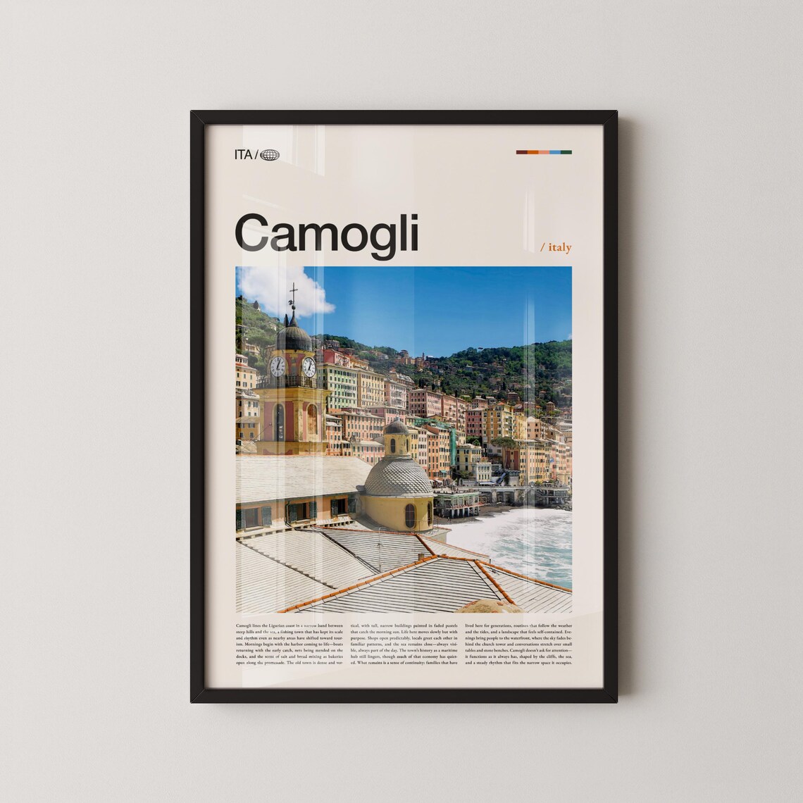 Camogli Italy Fishing Village Colorful Harbor Ligurian Photo Poster