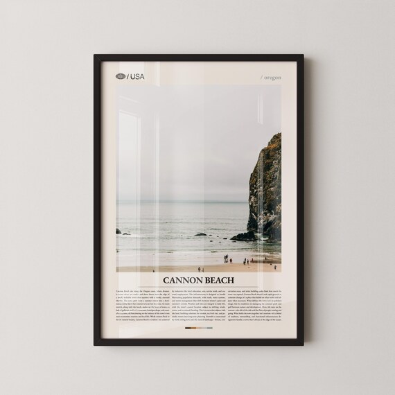 Cannon Beach Oregon Haystack Rock Moody Coastal Travel Photo Poster