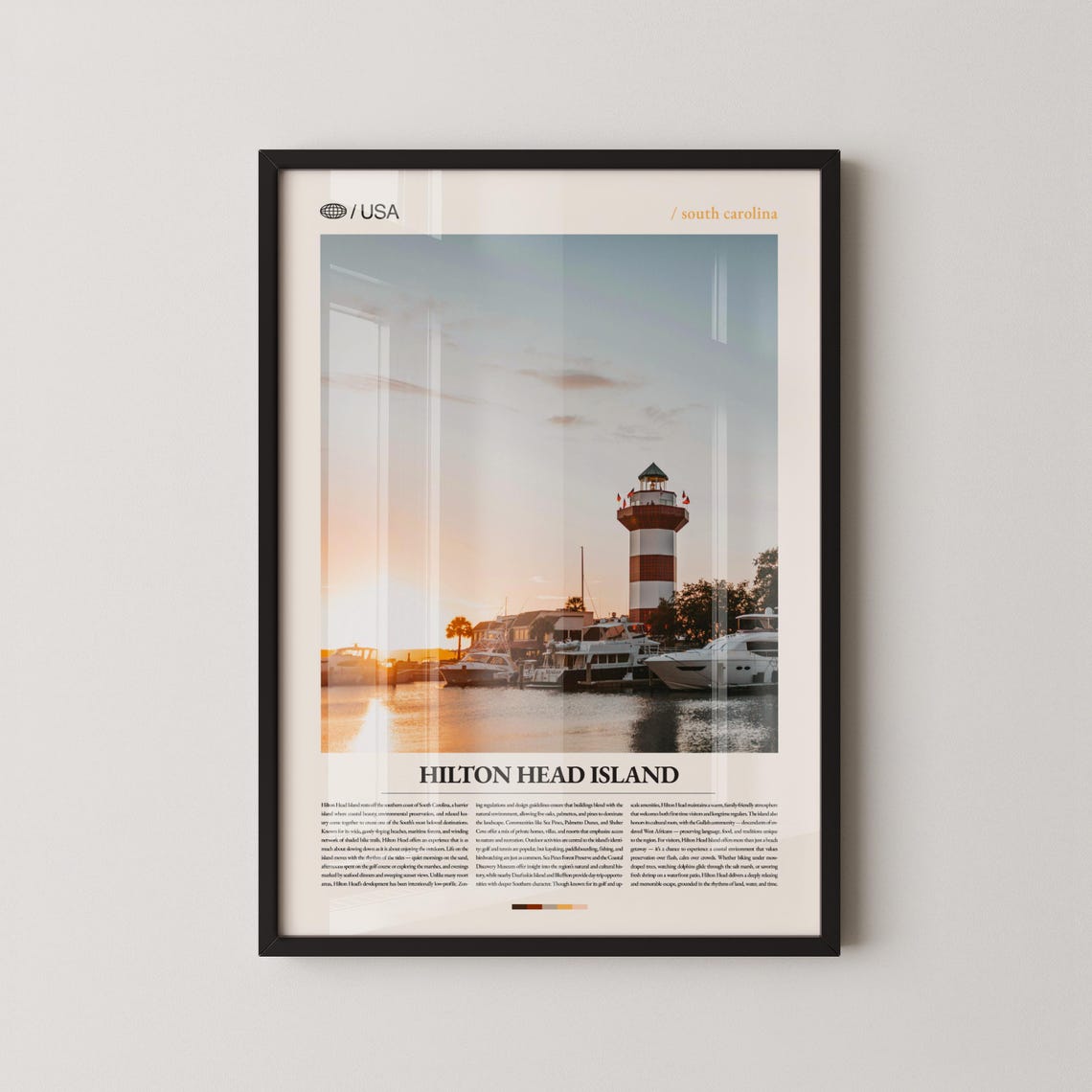 Hilton Head Island Harbour Town Lighthouse Marina Sunset Poster