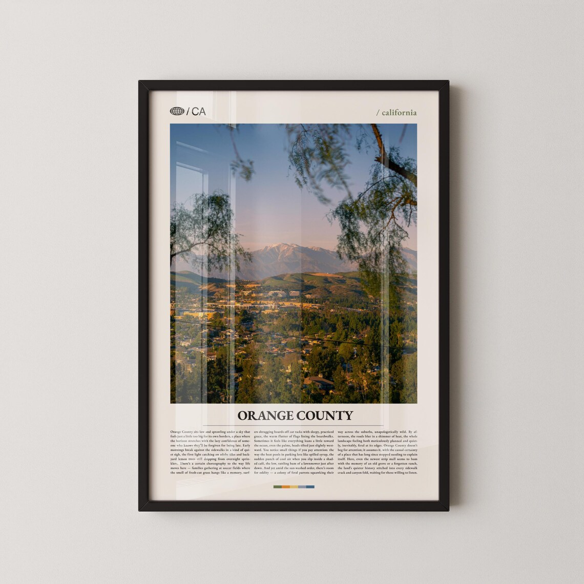 Orange County California Golden Hills Sunset Photo Travel Poster