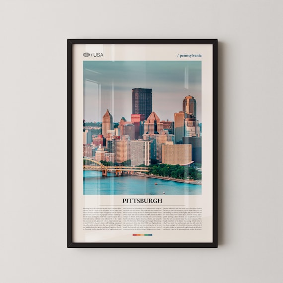 Pittsburgh Pennsylvania Downtown Skyline Golden Hour Travel Poster