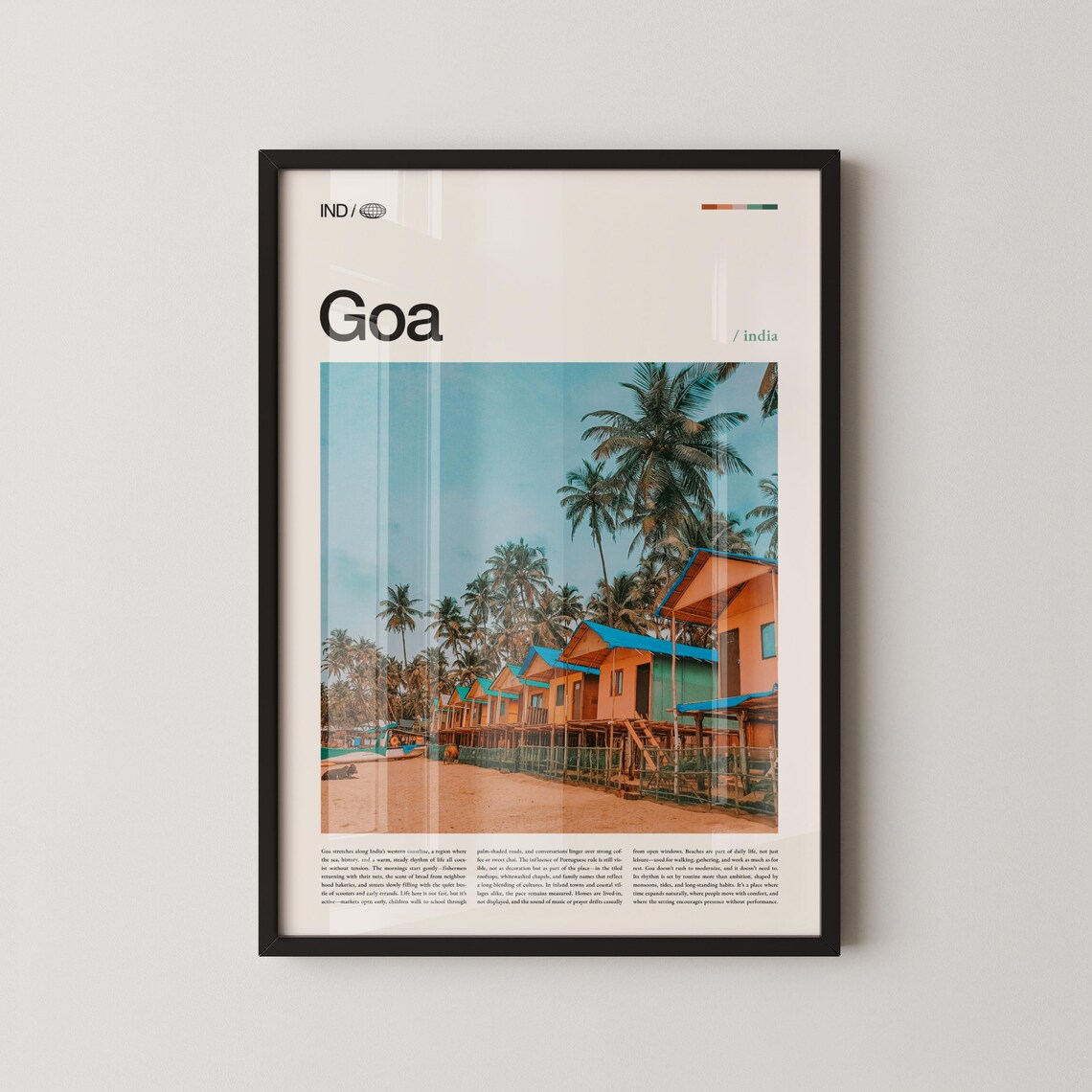 Goa India Palm Beach Huts Tropical Coastal Photography Poster