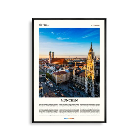 Munchen Germany Marienplatz Aerial Historic City Photo Poster