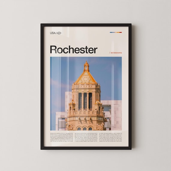 Rochester Minnesota Golden Landmark Tower Photo Travel Poster