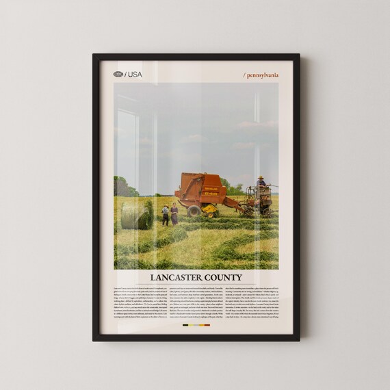 Lancaster County Pennsylvania Hay Harvest Amish Farm Travel Poster