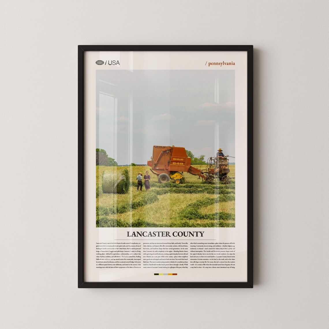 Lancaster County Pennsylvania Hay Harvest Amish Farm Travel Poster