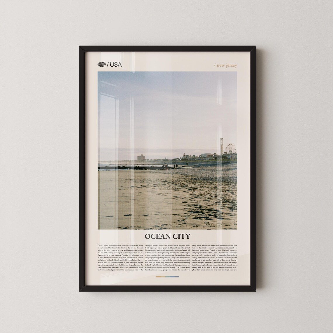 Ocean City New Jersey Boardwalk Shoreline Vintage Travel Poster