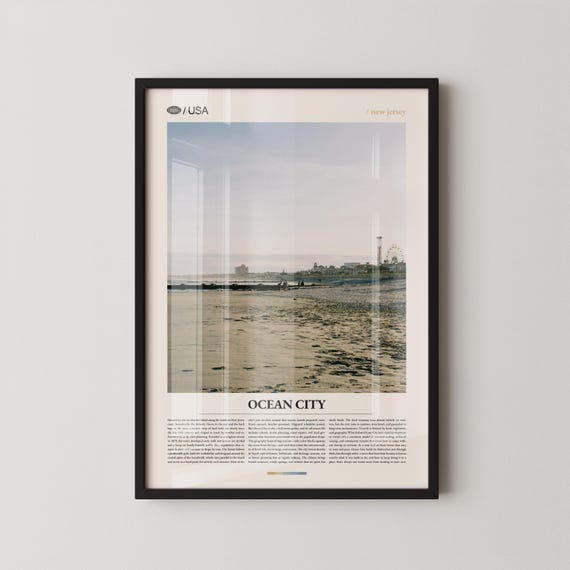 Ocean City Print New Jersey Wall Art Coastal Beach Poster Atlantic Shoreline Photo Seaside Decor Shore