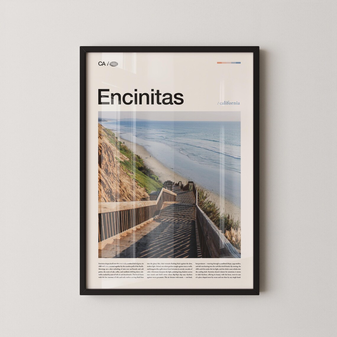 Encinitas Cliff Beach Stairs Ocean View California Photo Poster