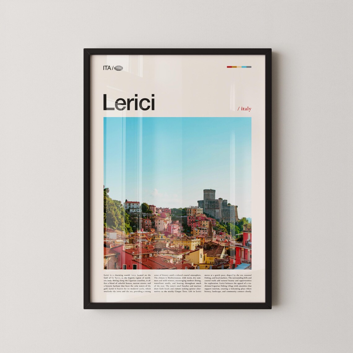 Lerici Italy Colorful Coastal Town Castle Ligurian Sea Travel Poster