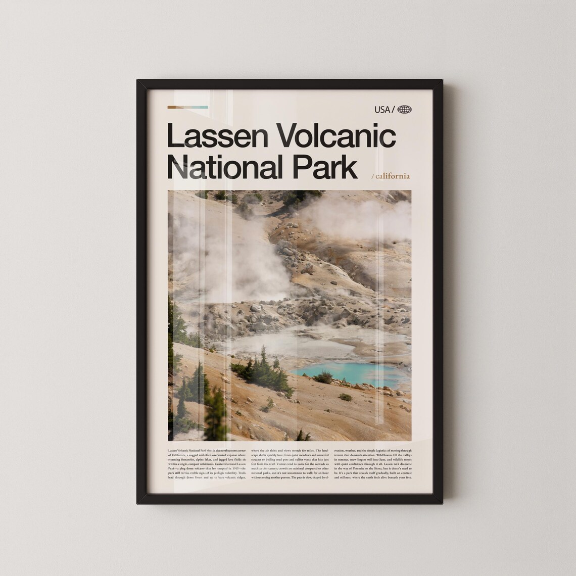 Lassen Volcanic National Park California Minimalist Photo Poster Steaming Vents