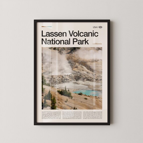 Lassen Volcanic National Park California Minimalist Photo Poster Steaming Vents