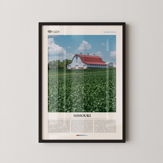 Missouri Red Barn Green Field Farm Photography Travel Poster