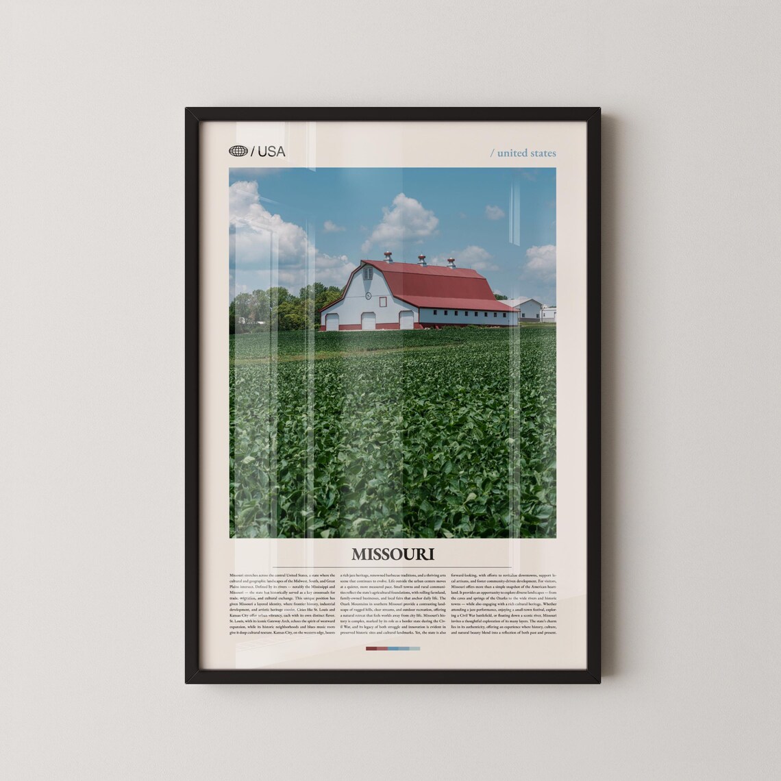 Missouri Red Barn Green Field Farm Photography Travel Poster