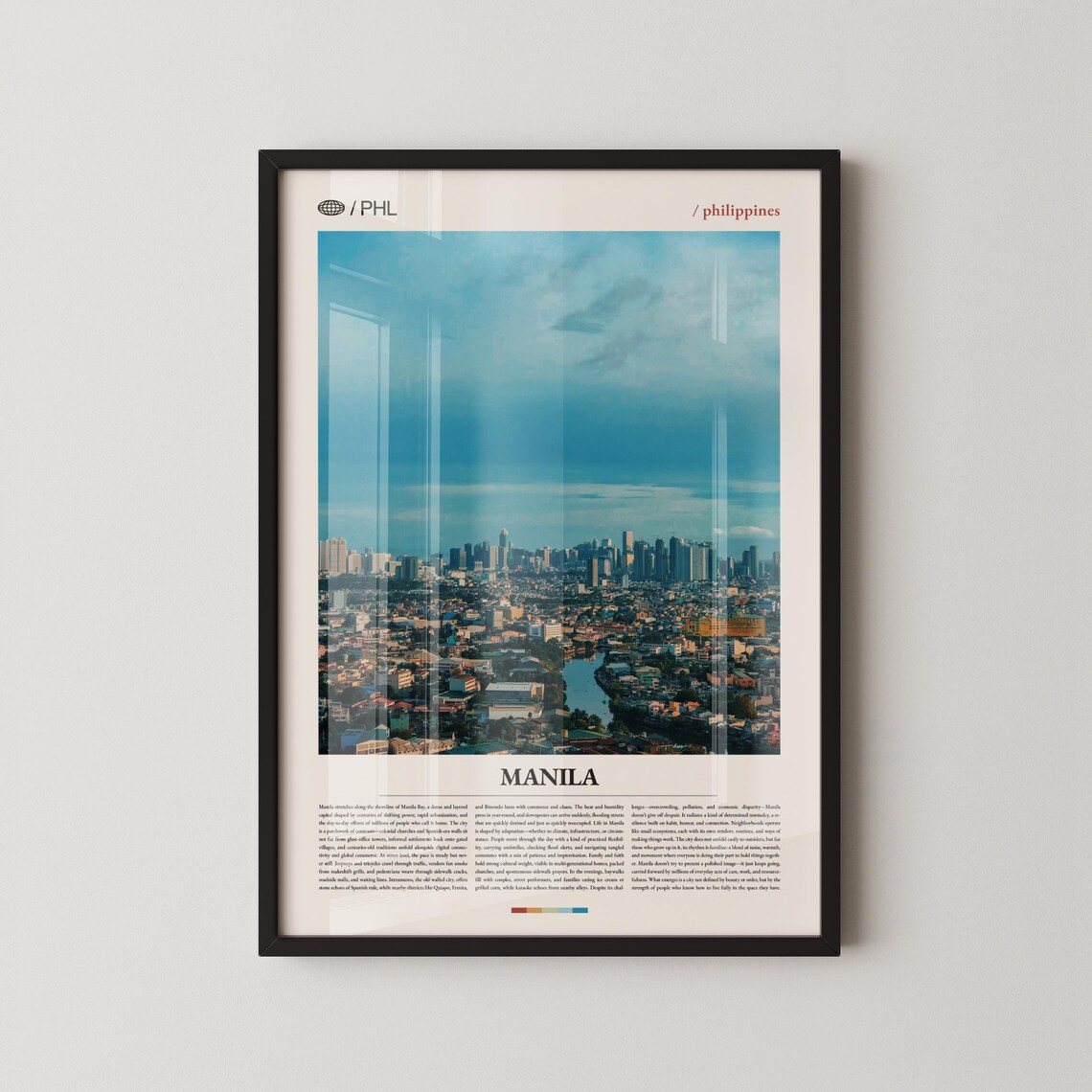 Manila Philippines Skyline and Bay Daytime Cityscape Travel Poster