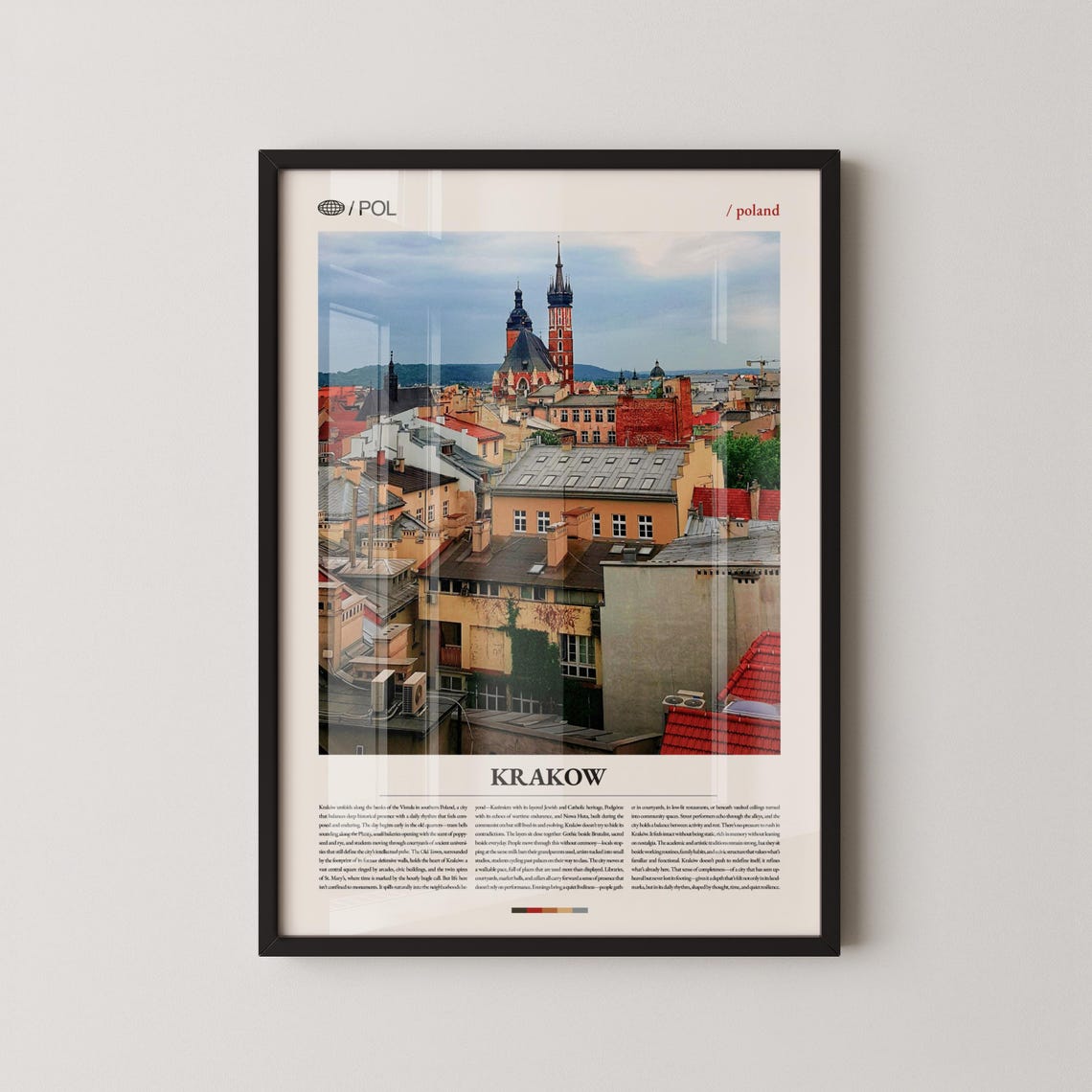Krakow Poland Wall Art Historic Old Town Cityscape Print Poster Scenic European Photography Cultural Travel Decor