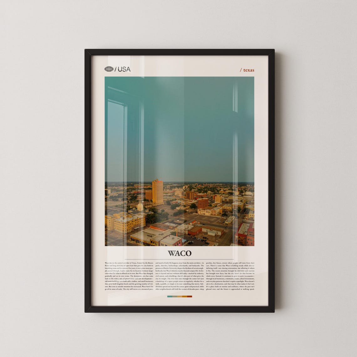 Waco Texas City Center Sunset Rooftops Cityscape Photo Poster