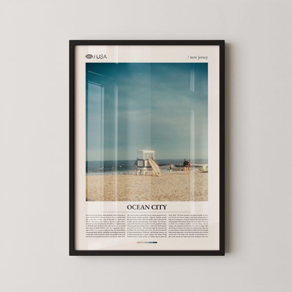 Ocean City Print New Jersey Wall Art Coastal Beach Poster Atlantic Shoreline Photo Seaside Decor Shore