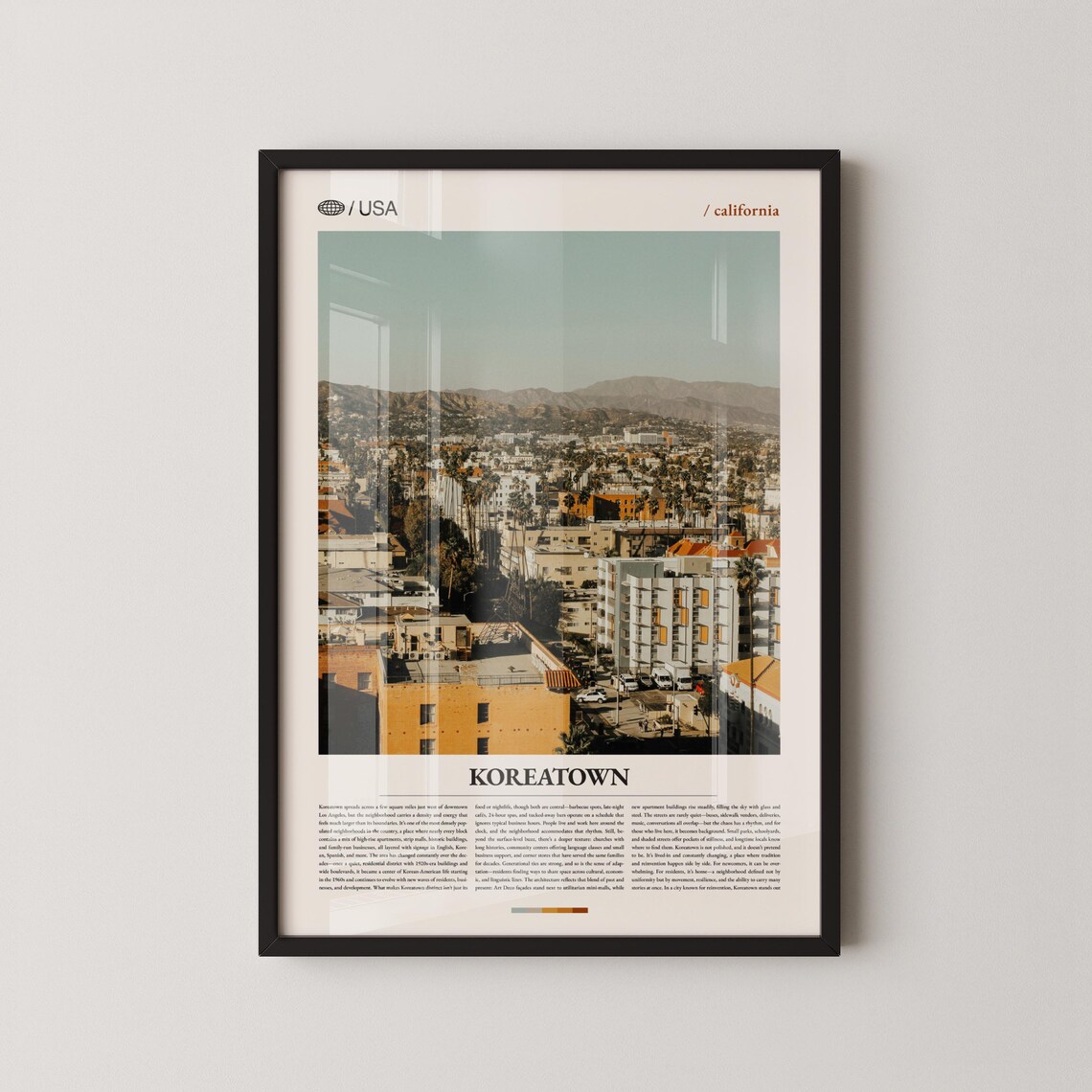 Koreatown California Wilshire Boulevard Aerial View Travel Poster