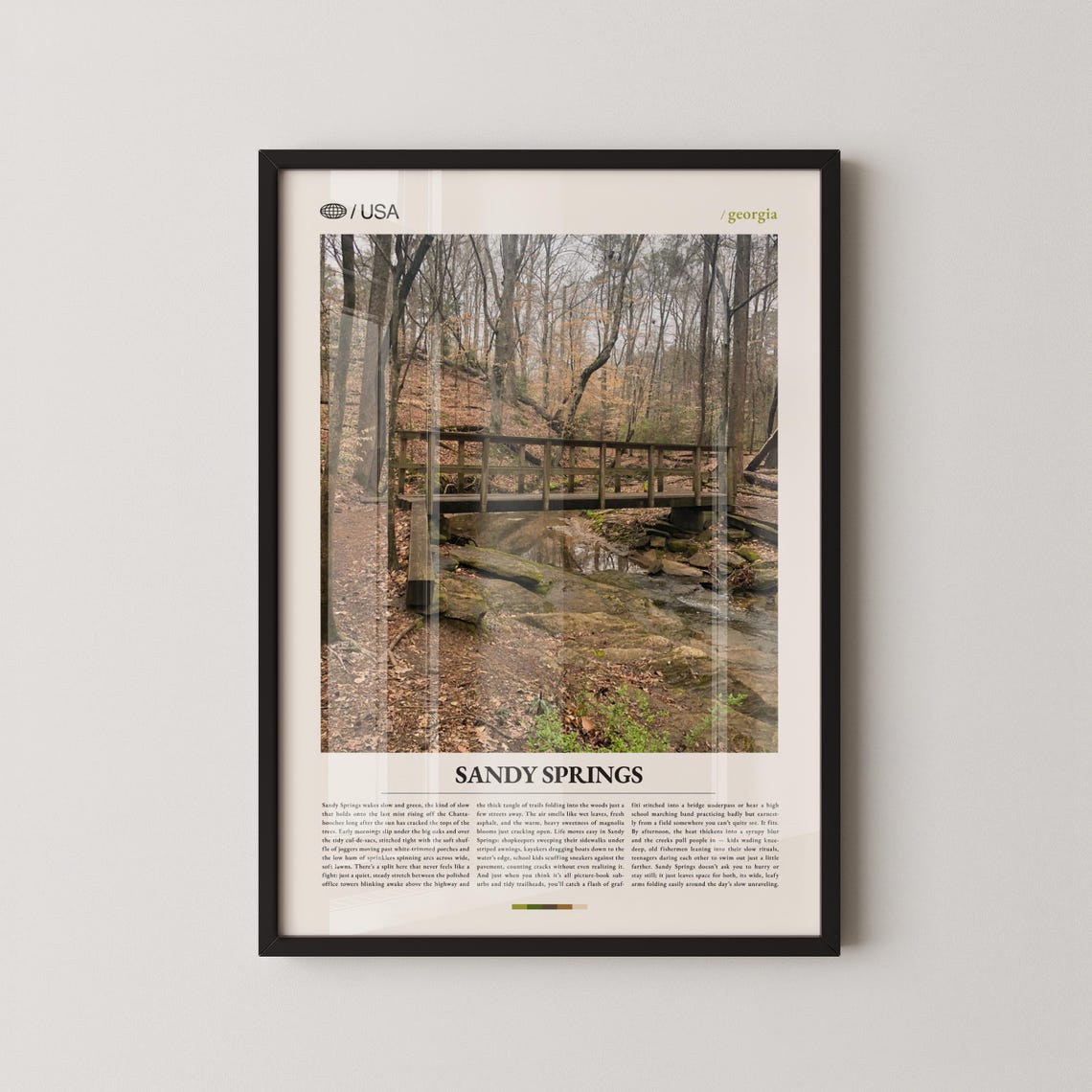 Sandy Springs Georgia Forest Creek Bridge Editorial Travel Poster