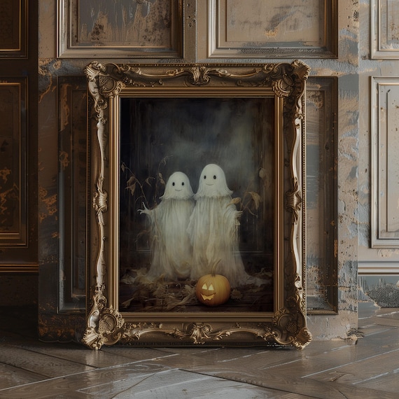 Unframed Sheeted Art Printhalloween Vintage Wall Artspooky Decorcute Face Gothic Abandoned Artdark Academia Room Decor