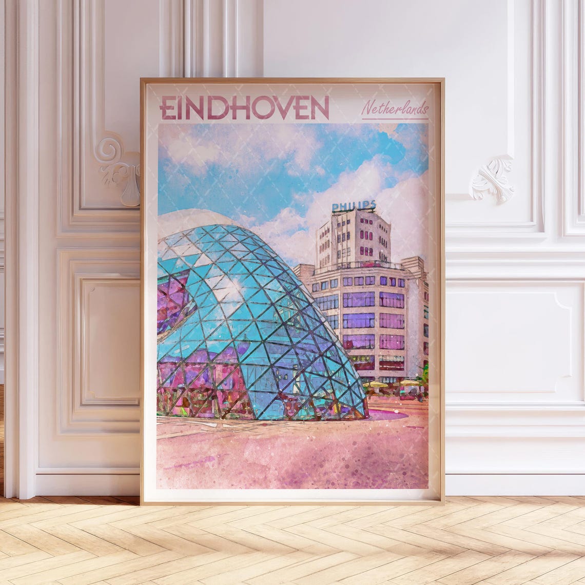 Eindhoven Netherlands Glass Blob Modern Architecture Travel Poster