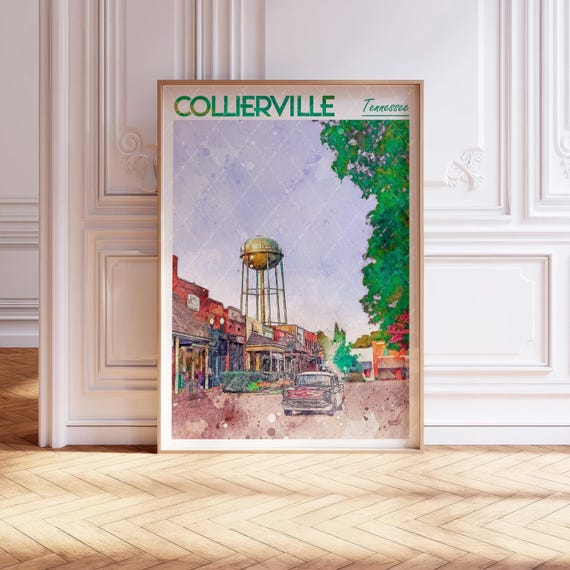 Collierville Tennessee Watercolor Poster Travel Art Colorful Wall Decor United States Print Pastel Colors