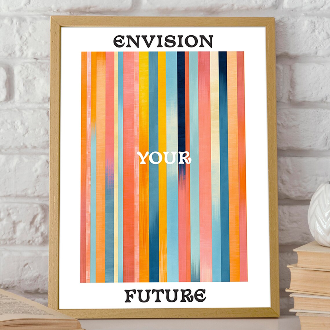 Envision Your Future Colorful Striped Motivational Wall Poster - Image 2