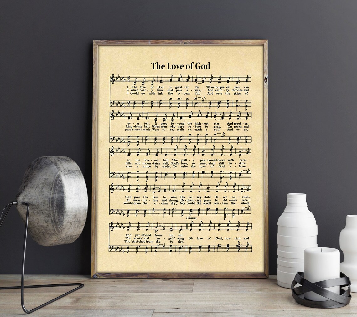The Love Of God Classic Hymn Sheet Music Christian Faith Poster - Image 2
