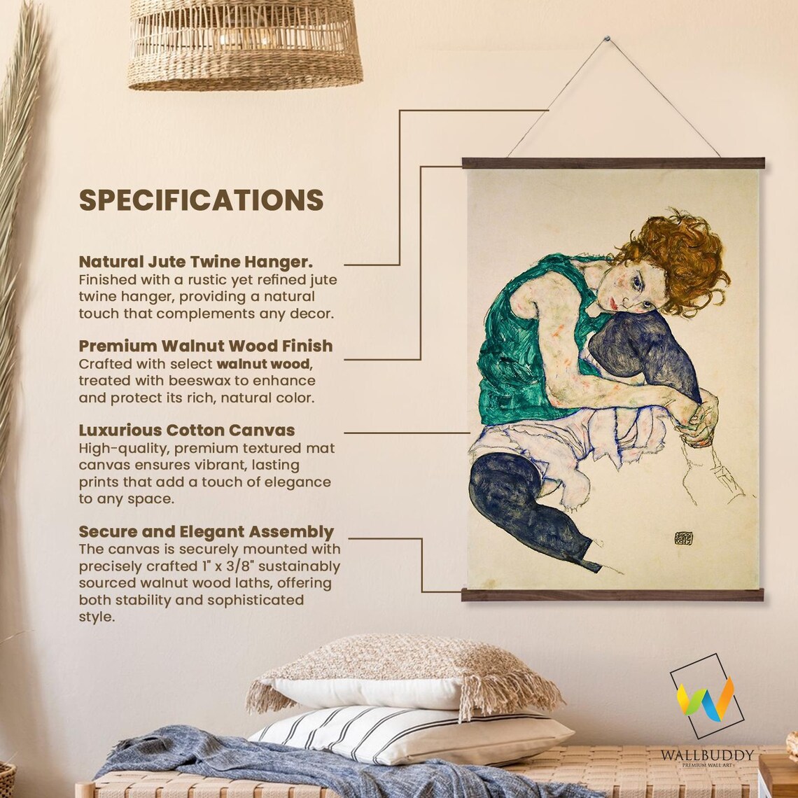 Egon Schiele Seated Woman Expressionist Portrait Art Poster Classic - Image 2