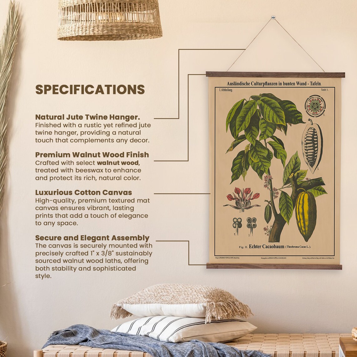 Botanical Cacao Tree, Herb Illustration Art Print - Image 2